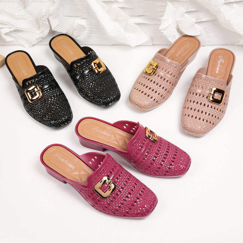 hot🔥การประกันคุณภาพ🔥 import JS Fashion Lady Slip On Jelly Shoe Clog Sandal Slipper Kasut Perempua
