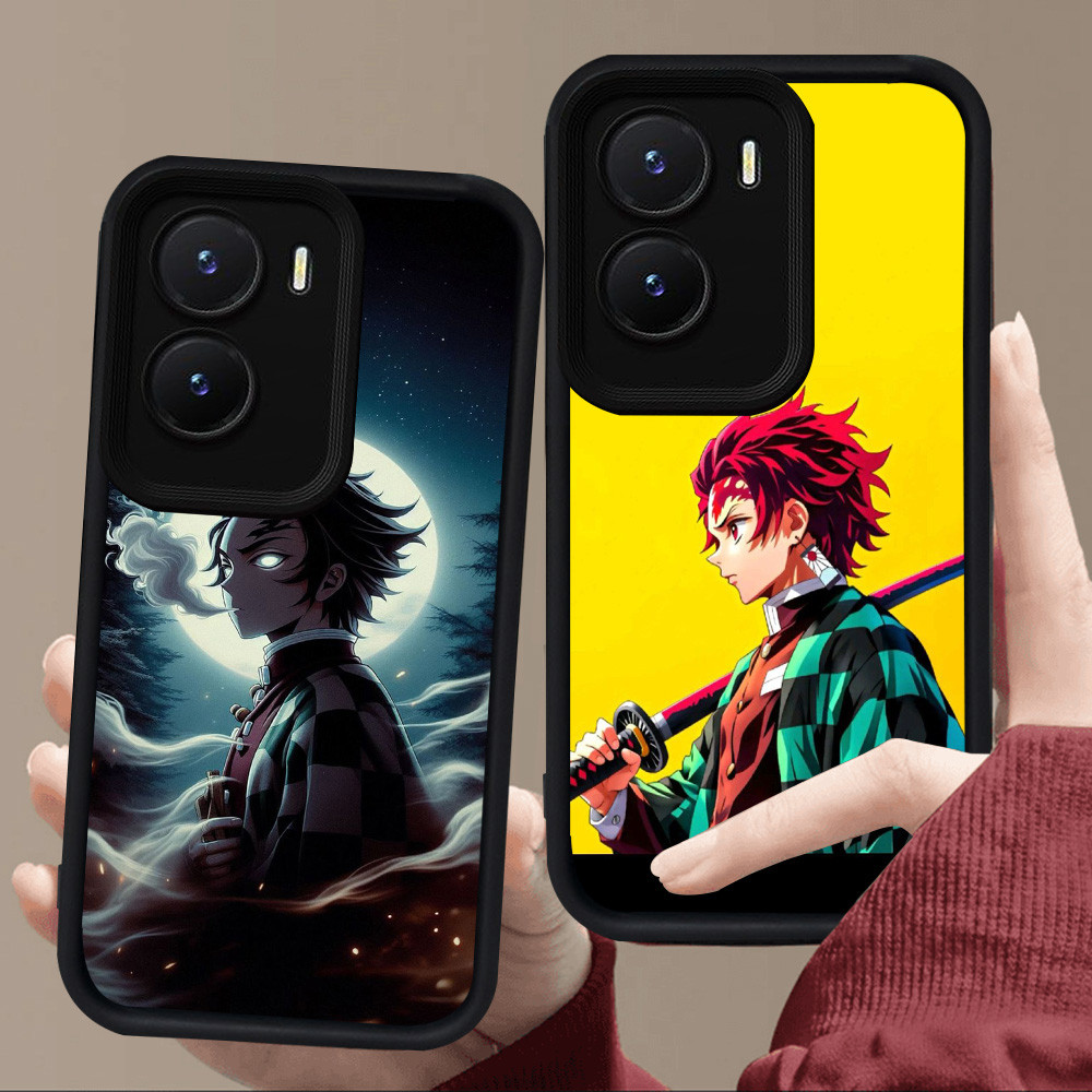 E90 Demon SlayerปลอกสําหรับซิลิโคนสีดําVIVO Y35 IQOO Z9X Y56 Z9 Y22s Y75 Y15a Y15s Y55 Y01 Y22 Y16 1