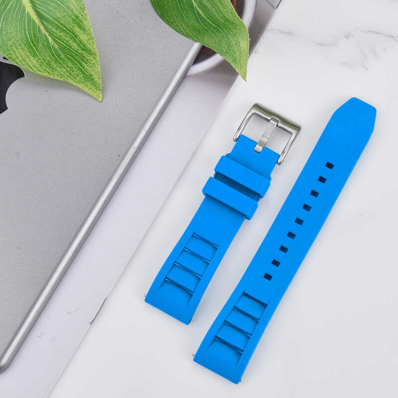 ❤️ ออกแบบใหม่ Fluoro ยาง FKM สายนาฬิกา 20 มม.22 มม.กันน้ํา Q