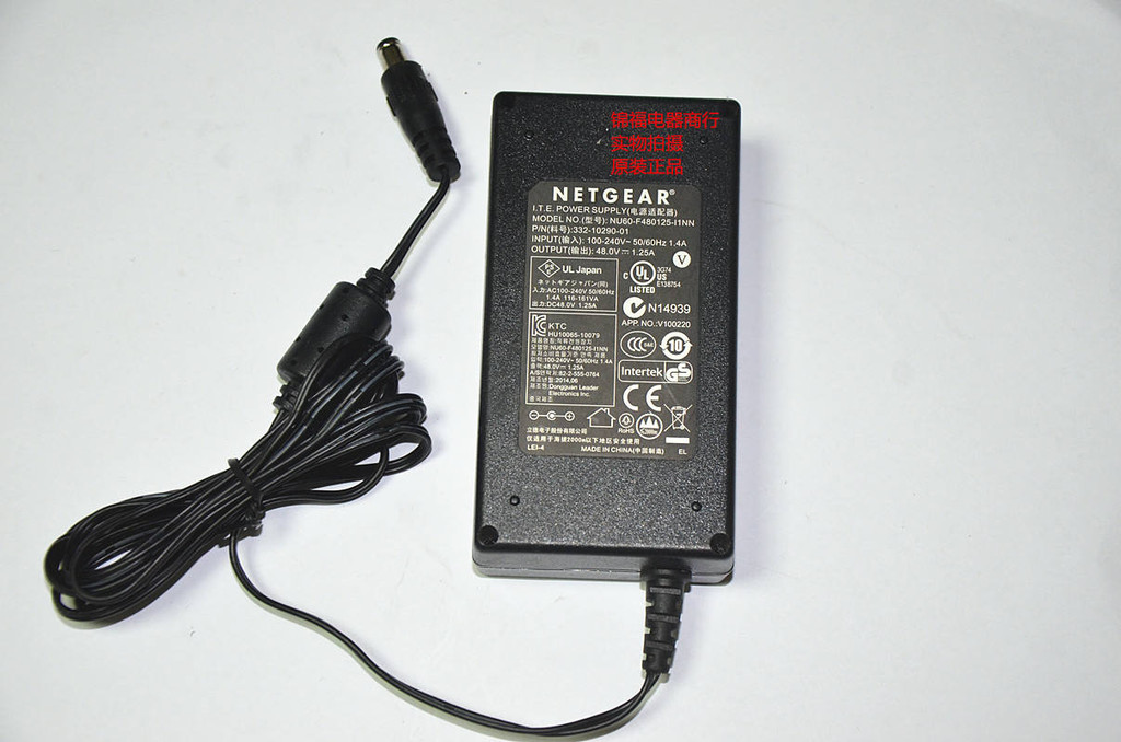 Netgear 332-10290-01 48.0V1.25A อะแดปเตอร์พลังงาน NU60-F480125-I1NN