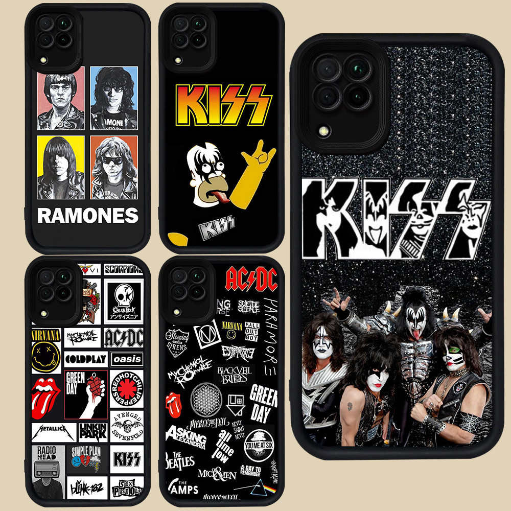 ปลอกสีดําสําหรับ Samsung A04E F04 A06 J7 M04 J2 Prime A12 A05 A22 A04 Pro 5G R7 แฟชั่น Rock Band