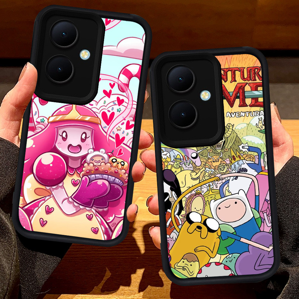 S16 Adventure Time Casing สําหรับ OPPO Reno 11F 10 13F 8T 11 Pro 5G สีดํา