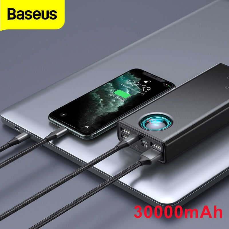 ❤ Baseus 65W Power Bank 30000Mah PD Quick Charge FCP SCP Powerbank Portable External Charger Fo