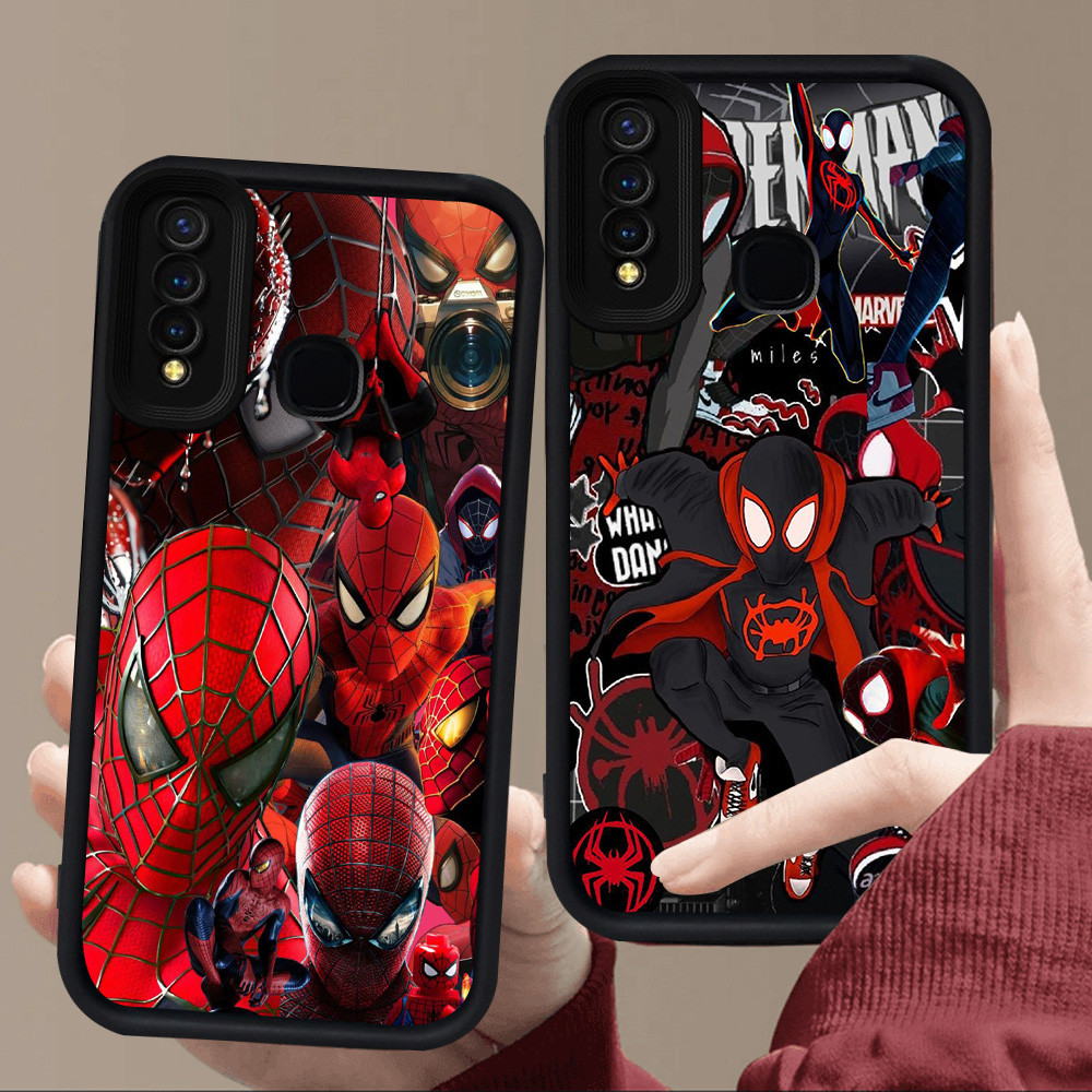 E16 Spiderman สําหรับซิลิโคนสีดํา VIVO Y91C Y17 Y91 Y50 V9 Y95 Y30 Z1 Pro Y19 Y12 Y15 Y30i Y93