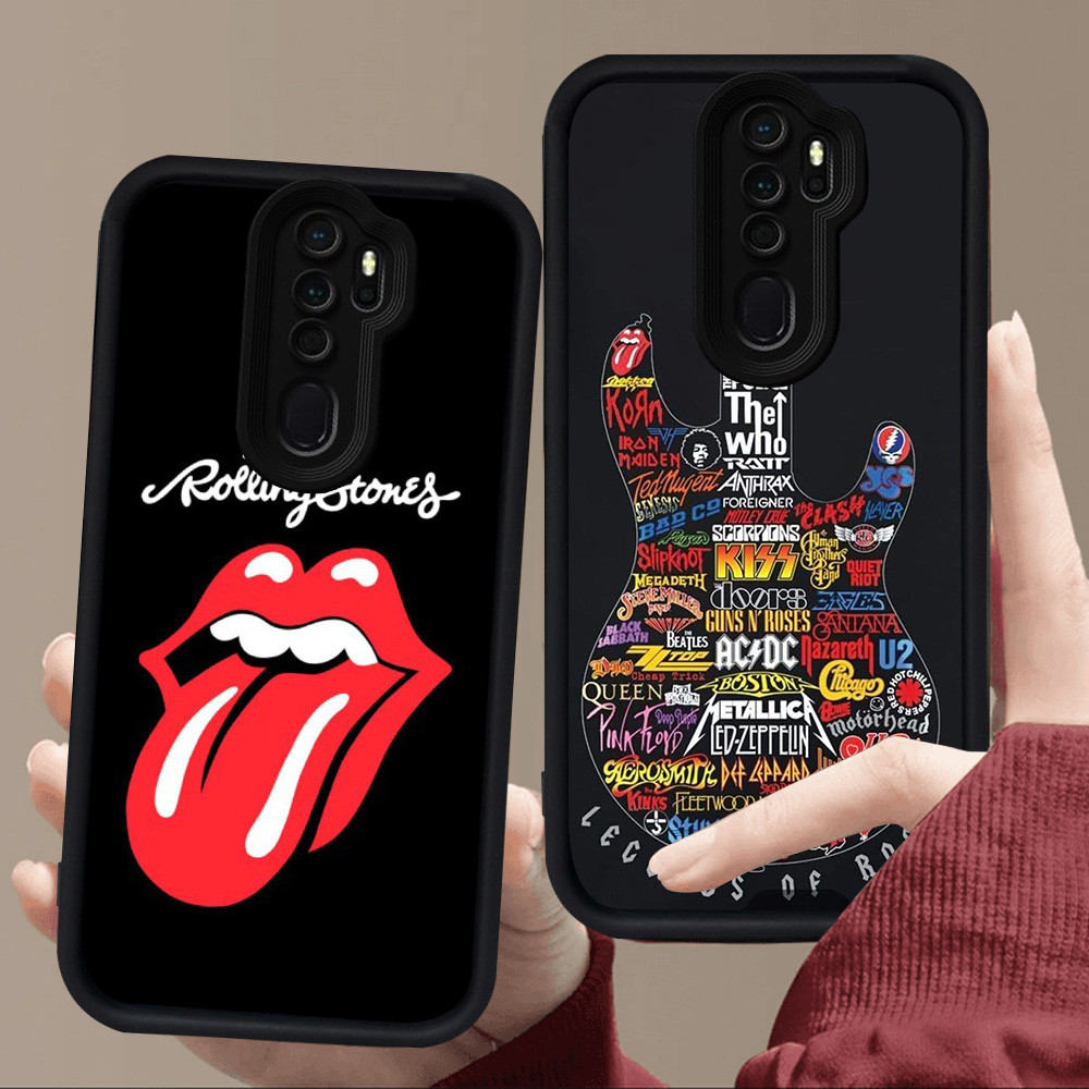 E77 แฟชั่น Rock Band สําหรับซิลิโคนสีดํา OPPO Reno 2F A5 A37 2Z A83 F11 A9 2020 A39 Pro