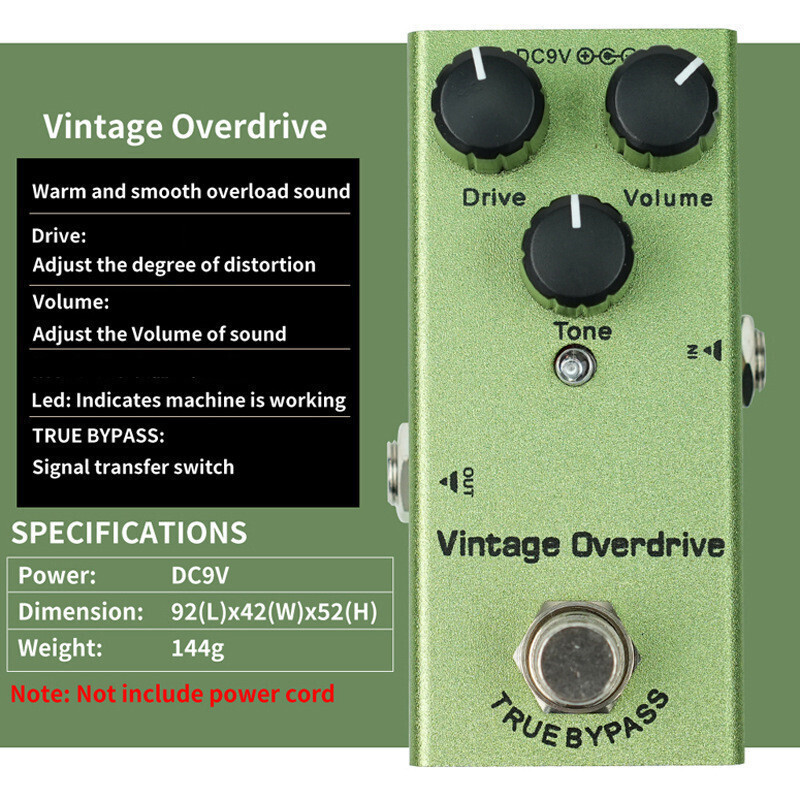 เอฟเฟกต์กีตาร์ไฟฟ้า Guitar Effect Pedal Vintage Overdrive Effect Pedal