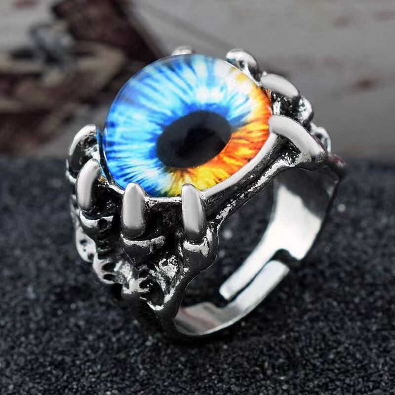 ▣ 【Hot Sale】 ゛ ㊥ ︸ N24 Gothic Men's Punk Colorful Eye Rings For Men Women Fashion Vintage
