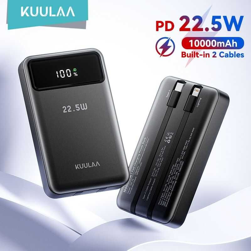 ❤ Kuulaa พาวเวอร์แบงค์ 10000Mah 22.5W Power Bank Built-In Cable, Fast Charging Powerbank With D