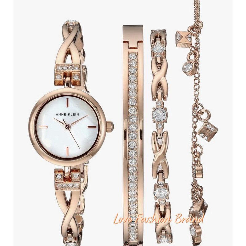 ผ่อน0% นาฬิกาข้อมือ Anne Women's Premium Roseold Watch and Bracelet Set AK/308