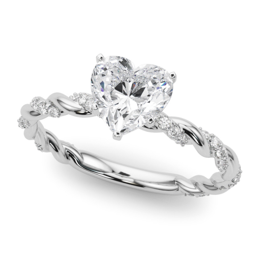 แหวนเพชร รูปหัวใจทองคำ 9K Heart 1 ct D VVS2 Lab Grown Diamond Solitaire Ring - White Gold 9K พร้อมใ
