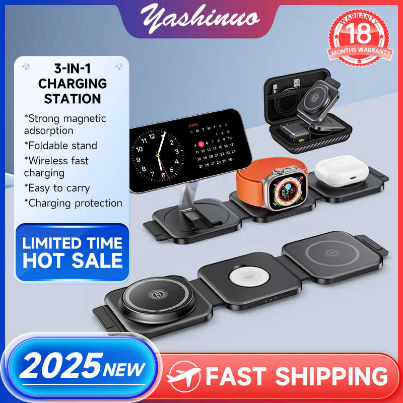 ❤ Yashinuo Wirels Three In One Magnetic Charger, Foldable Fast Suitable Iphone Portable Charger