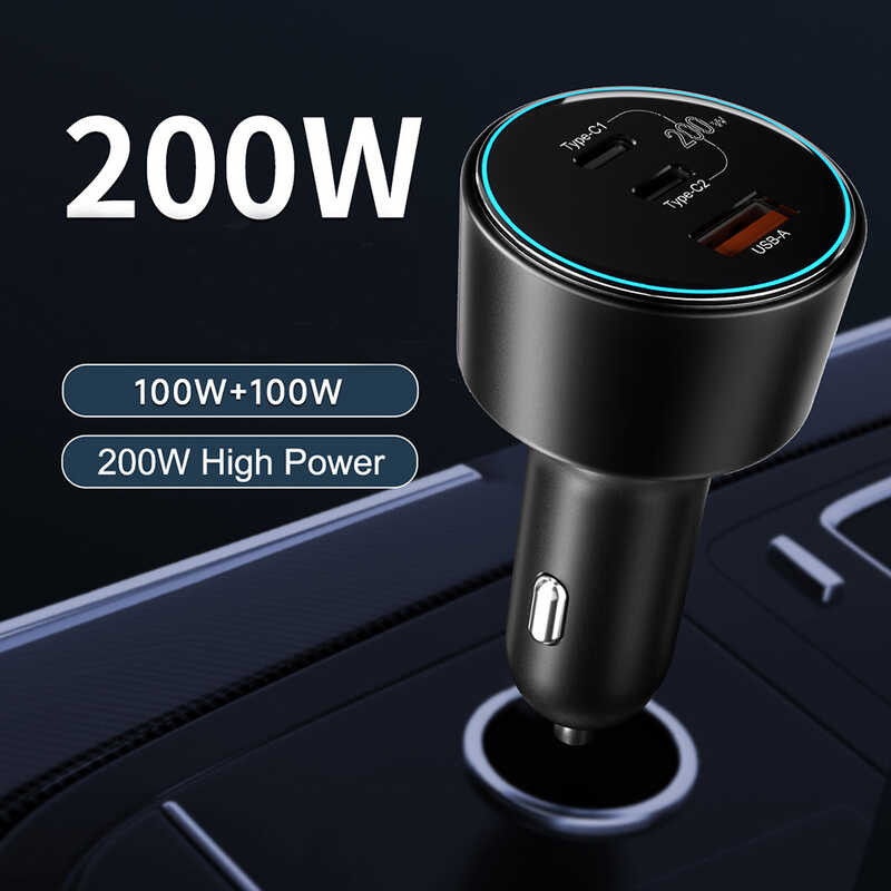 ❥ Ubigbuy เครื่องชาร์จในรถ200w, พอร์ตชาร์จเร็ว.0 USB C Pd 100W P