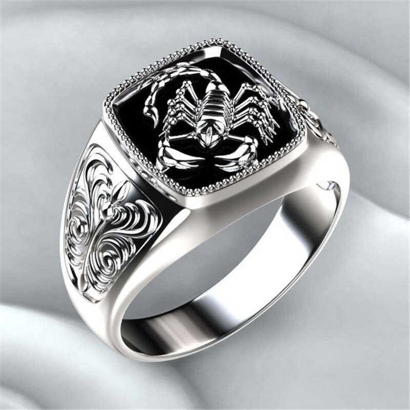 ▣ 【Ready Stock】 ♠ ▫ ⅳ O61 Gothic Style Punk Male Ring Scorpion Pattern Rings For Men Jewe