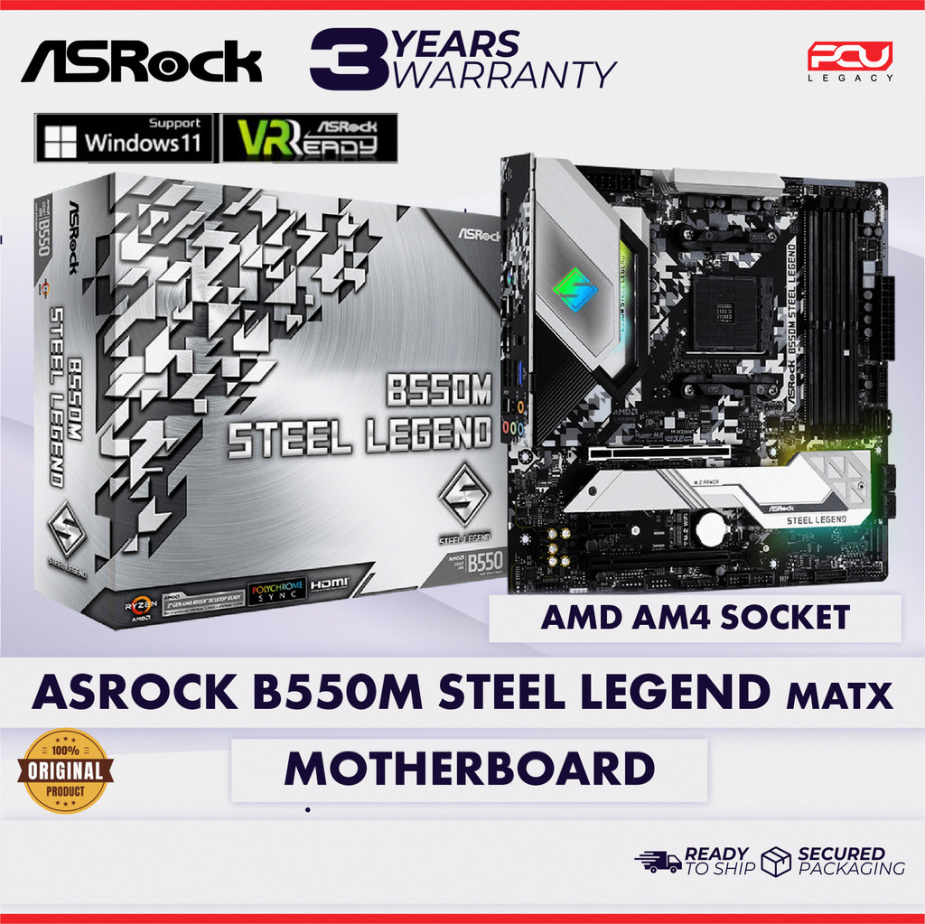 ASROCK B550M STEEL LEGEND MATX AM4 MOTHERBOARD