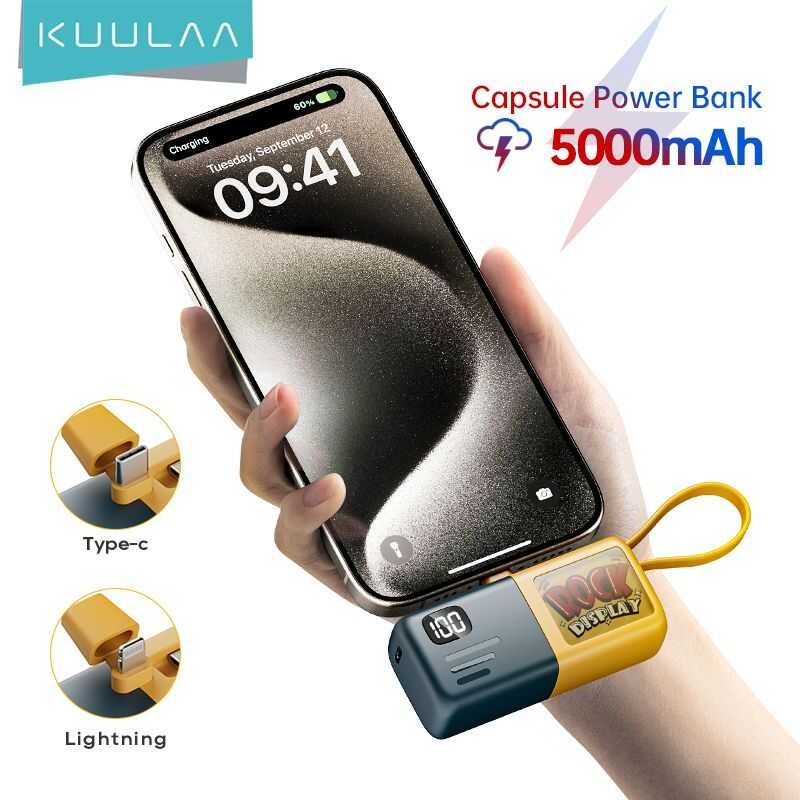 ❤ KUULAA 5000Mah 15W Original Type C Powerbank Portable แบตเตอรี่สำรอง Mini Power Bank Built-In