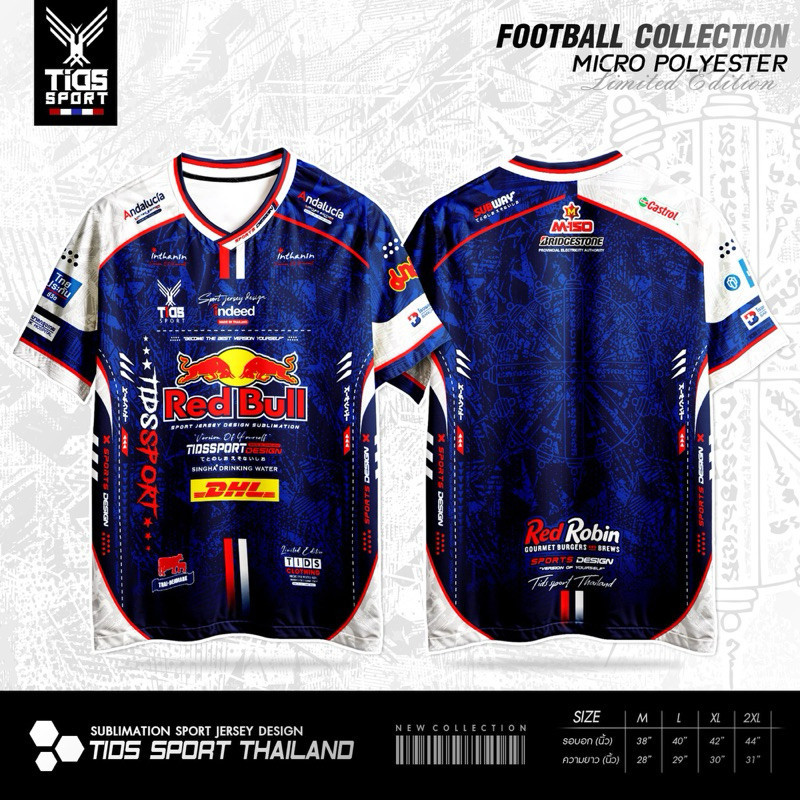 เสื้อกีฬา Red Bull พิมพ์ลายใหม่ Sport Red Bull มอเตอร์ไซค์มะม่วงปั่นจักรยาน