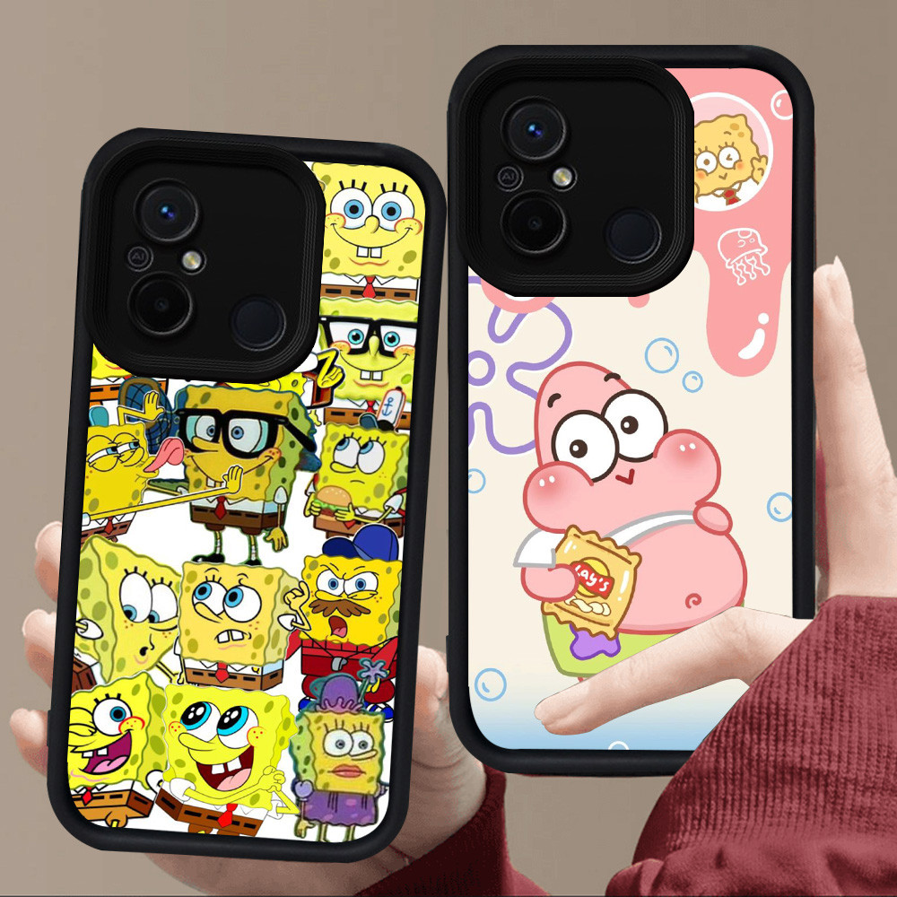 E87 spongebob สําหรับซิลิโคนสีดํา Xiaomi Redmi POCO M3 M4 A1 C55 A2 12C C65 9A 9T 9C 10C A5 C71 หมาย