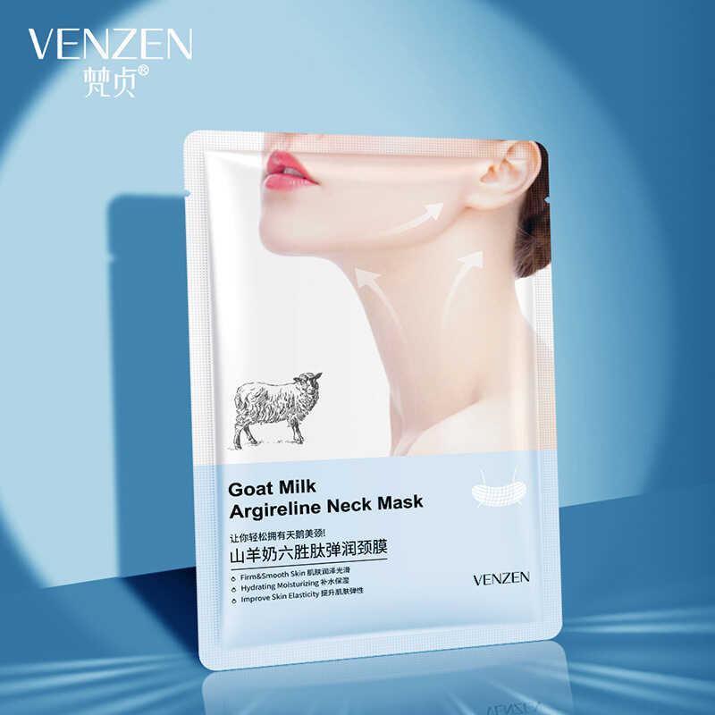 ▥ 10Pcs Goat Milk Hexapeptide หน้ากากคอ Collagen Firming Anti-Wrinkle Whitening Anti-Ag