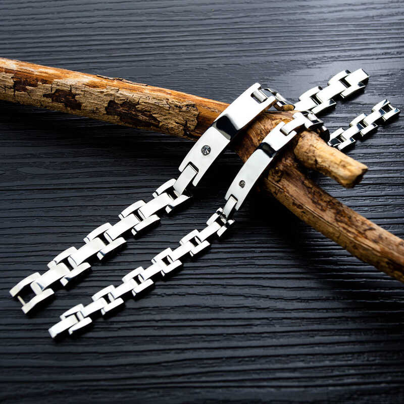 ▣ Opk ไทเทเนียมเหล็กเครื่องประดับคู่สร้อยข้อมือเหล