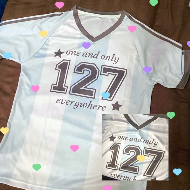 เสื้อ Jersey nct127 พร้อมส่ง ผ้าไมโครไม่มีปกไหล่สโลป