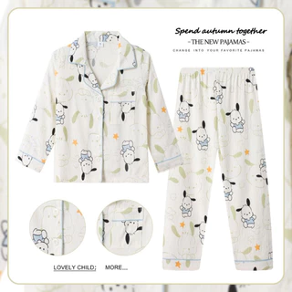 Flash Sale เสื้อผ้าเด็ก Teens Long Sleeve Lapel Home wear Hypoallergenic Poly-cotton Boys หรือ Girls Nightdress สําหรับ 6 -
