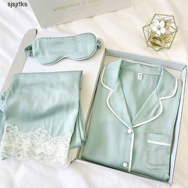 ❤ VIC SECRET Women Silk Satin Pamas Pyjamas Lace Long Sleeve Sleepwear Bu Tidur Wanita Pij