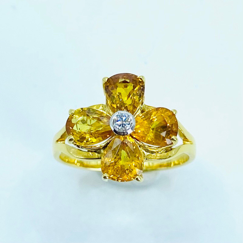 หลุดจำนำ size 52; แหวนทอง พลอยบุษราคัม เพชรแท้ A26079R