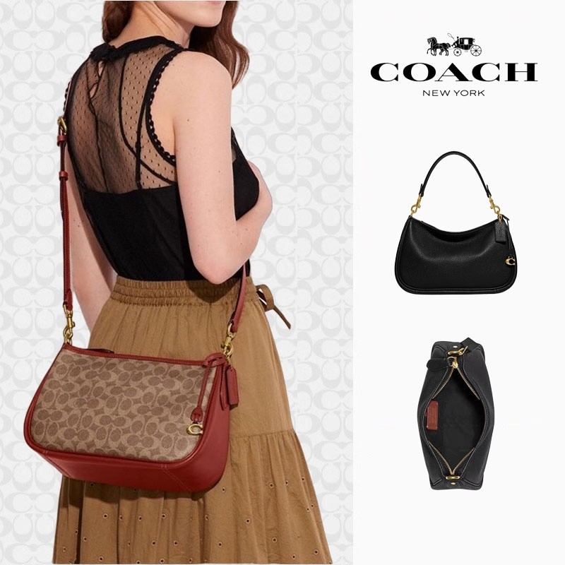 COACH/กระเป๋าสะพายข้างผู้หญิง CARY/กระเป๋าสะพายไหล่พื้นผิวสีดำ CC437  CC438
