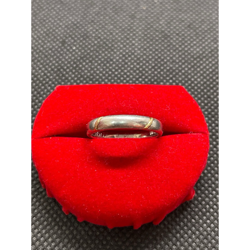 สินค้าหลุดจำนำแหวนแพลตตินั่มคาดทอง18K ปั๊มPt950 18K S to E 1995.6.10 หนัก5.24กรัมไซต์53ครึ่ง Ptแร่ห