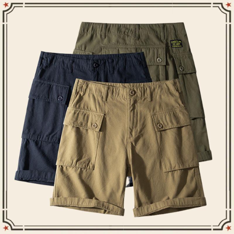 [GRND] 2025 Multi-Bag Overalls ผ้าใบหนาสไตล์ใหม่ กางเกงขาสั้นผู้ชาย P44 USMC กางเกงทหารห้าจุด