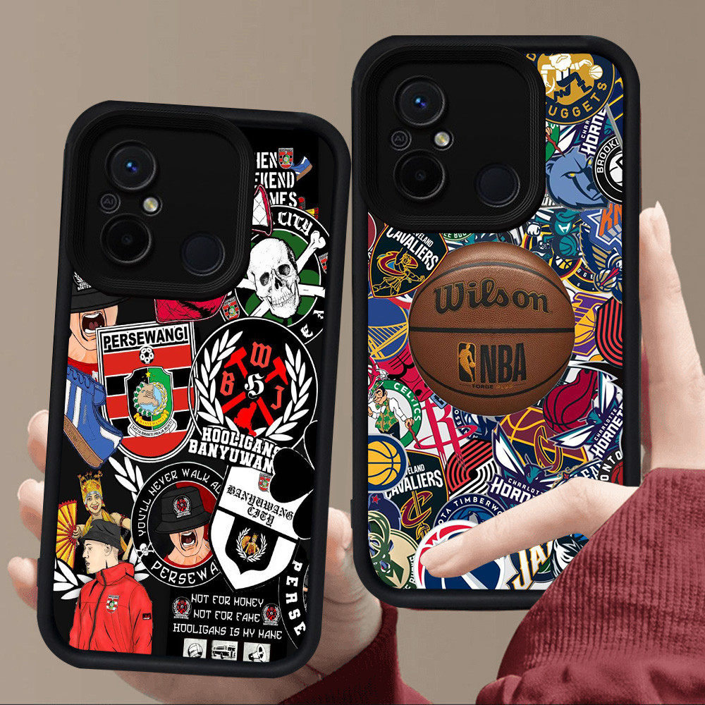 E51 โลโก้บาสเกตบอลสําหรับซิลิโคนสีดํา Xiaomi Redmi POCO M3 M4 A1 C55 A2 12C C65 9A 9T 9C 10C A5 C71 