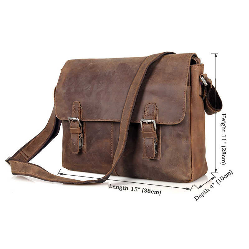 ❥ Vintage Crazy Horse หนังผู้ชายกระเป๋าหนังแท้กระเป๋า Messenger