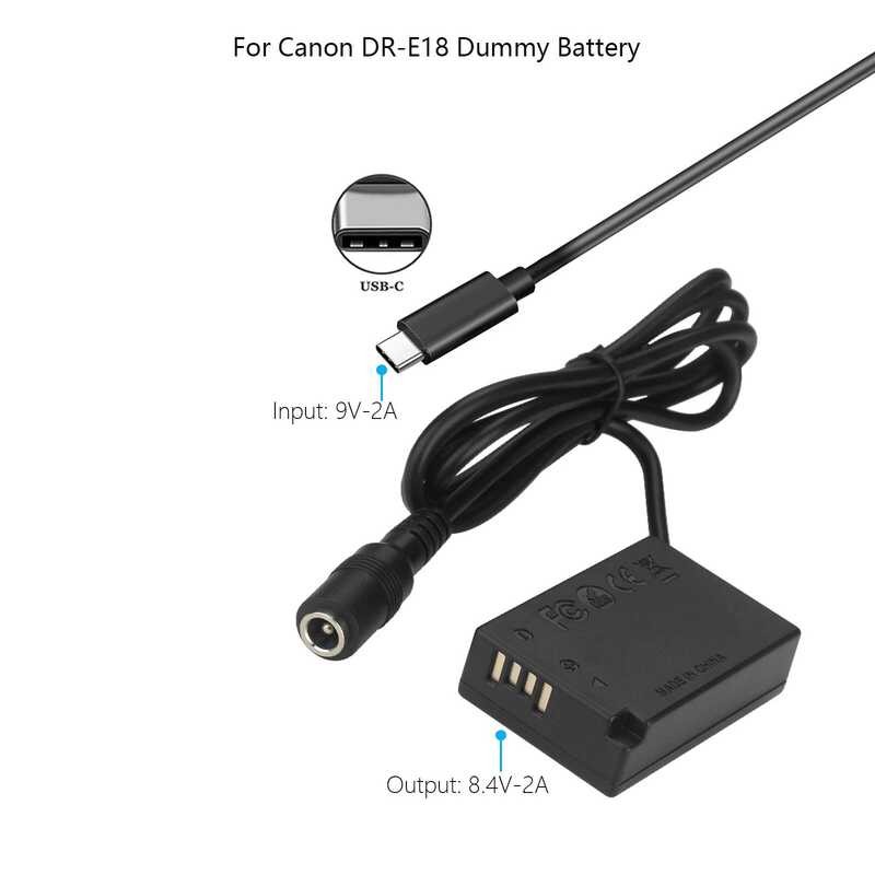 ❃ หัวต่อ  Usb-C Ack-E18 Dr-E18 Lp-E17แบตเตอรี่เลียนแบบสำหรับ Canon EOS Rebel Sl2 Sl3 T6i T6s T7i ❃