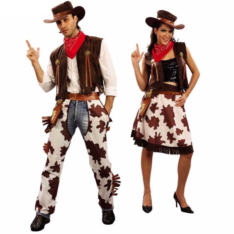 LY Halloween Party Cowboy Costume For Adult Men And Women Cowgirl Cosplay Western Dress Suit Carniv