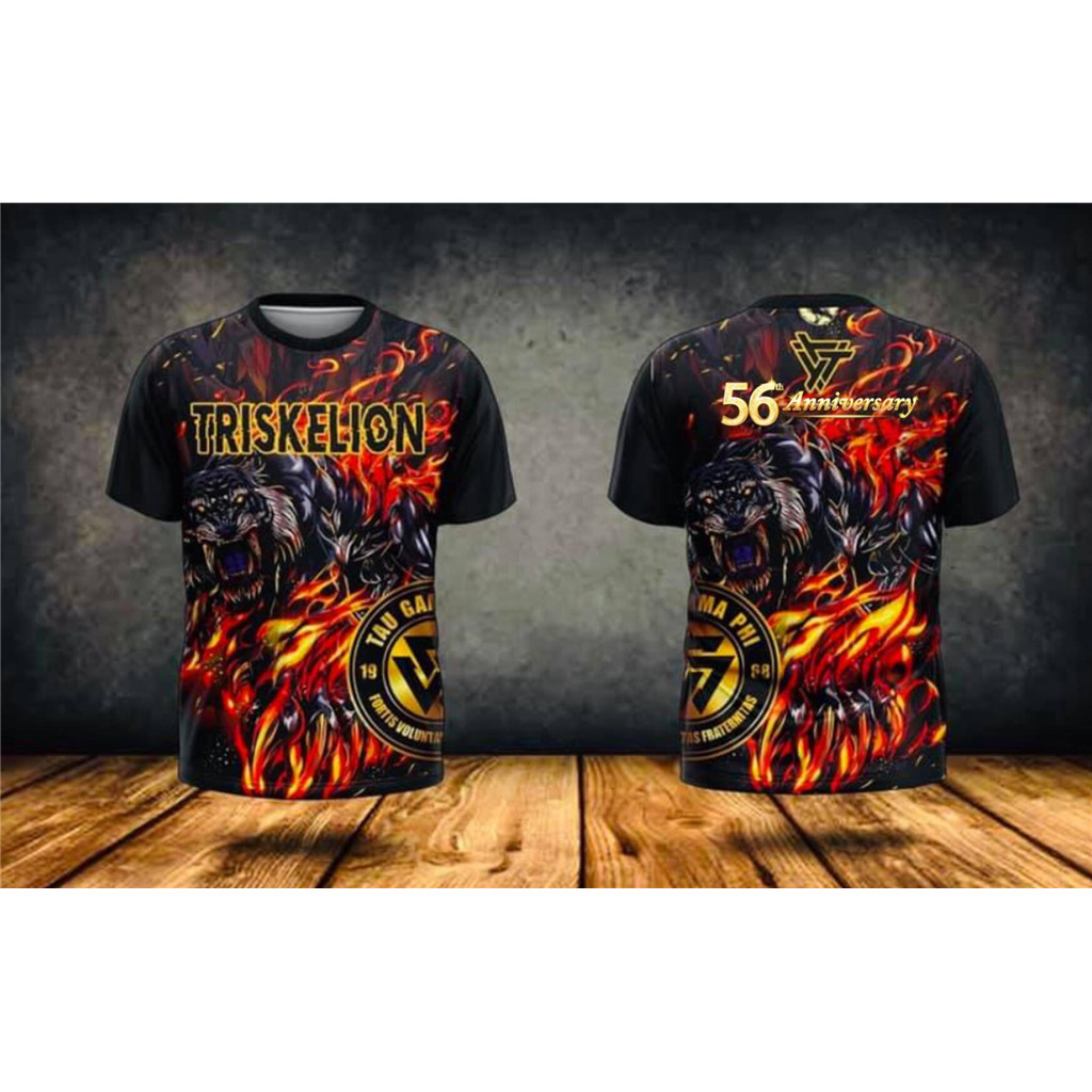 เสื้อยืดผู้ชาย Fitness red fire trisklion Sublimation Design ครบรอบ 56 ปีที่พบ 3D - ชื่อที่กําหนดเอง
