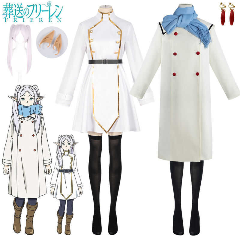 LY Anime Frieren Beyond Journey's End Cosplay Costume Elf Frieren Winter Coat Jacket Scarf Full Sui