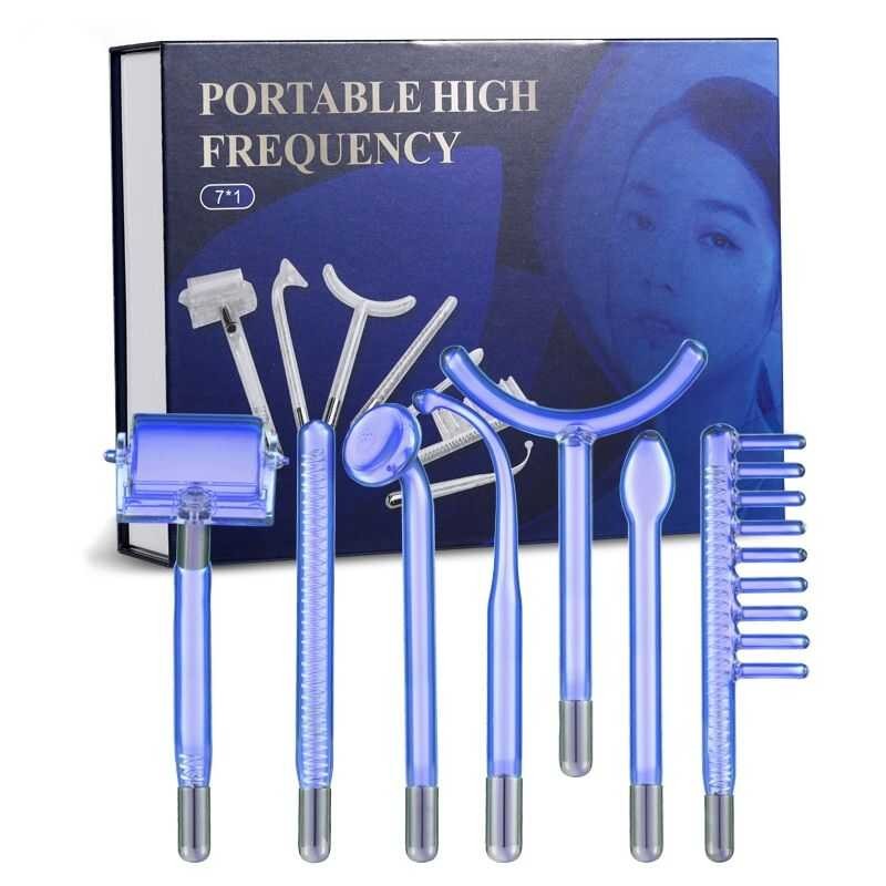 ❤ 7 In1 High Frequency Electrode Wand Electrotherapy Glass Tube Acne Spot Remover Home Spa Beau