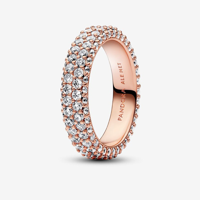 พร้อมส่ง 50,52️ Pandora Timeless Pavé Double-row Ring แท้ แหวนโรสโกลด์ แพนดอร่า