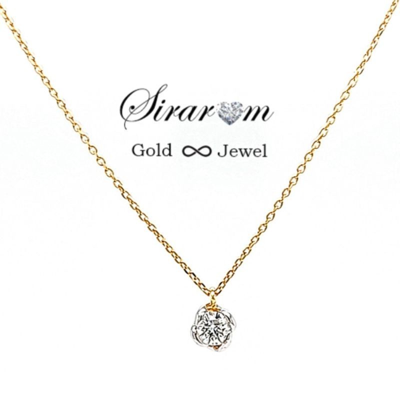 สร้อยคอเพชรแท้ 0.16 Cts/1เม็ด   งานทองแท้90% มีใบรับประกันทางร้านทุกชิ้น