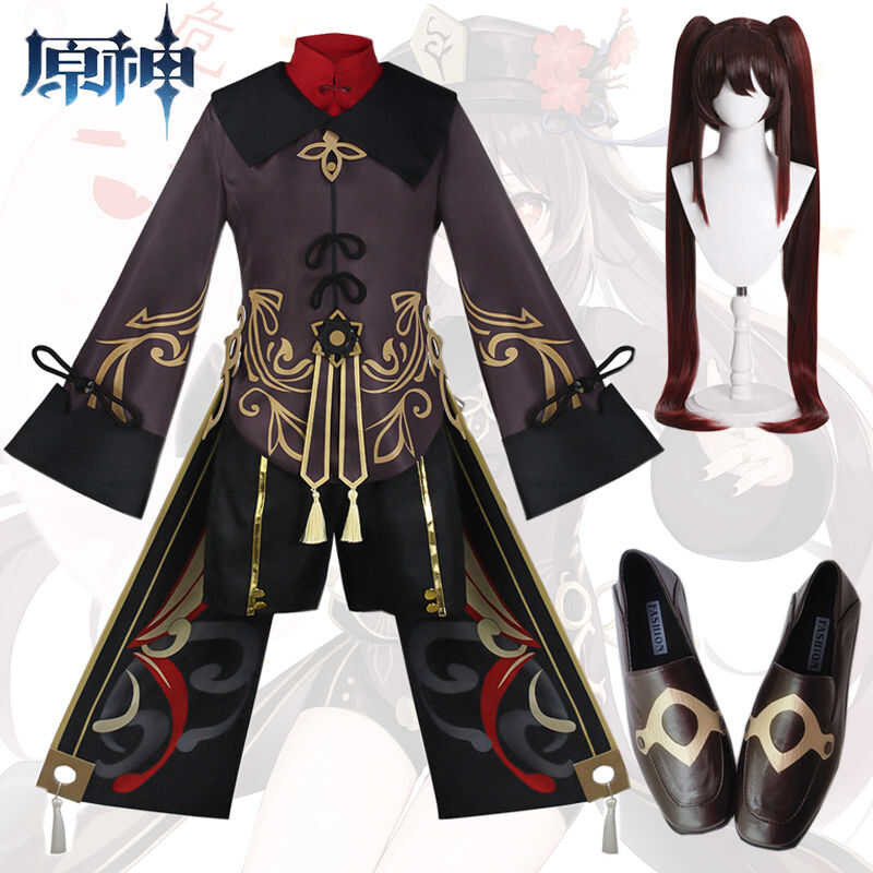 LY Genshin Impact Hutao Cosplay Costume Uniform Wig Cosplay Anime Game Hu Tao Chinese Style Hallowe