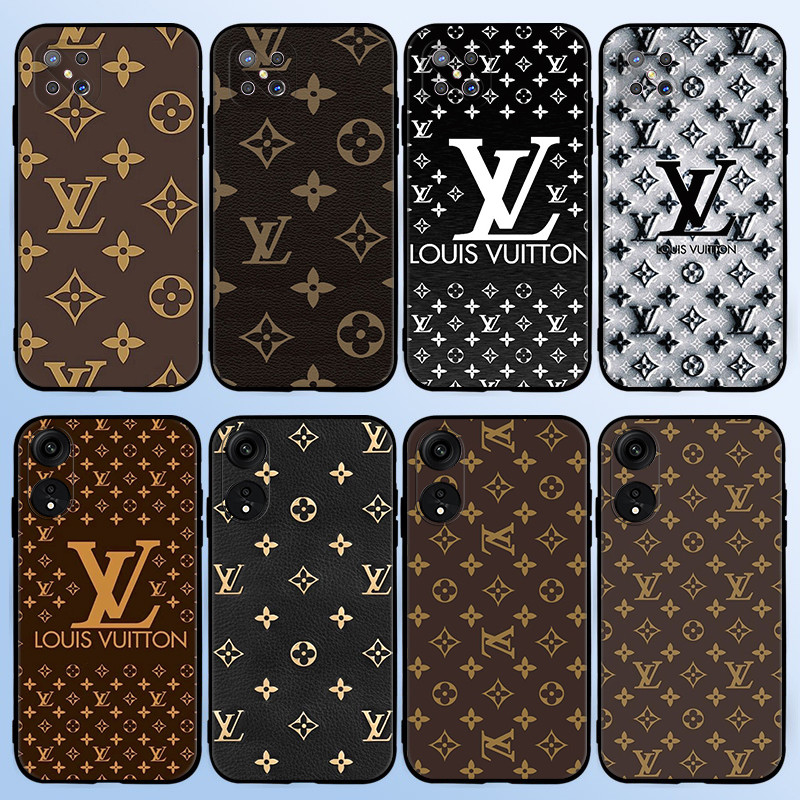 LV แฟชั่นหรูหราLVสําหรับOPPO A57E A58 A58X A59F1s A60 A74 A76 A77F3 A78 A79 TPUสีดําโทรศัพท์มือถือป้