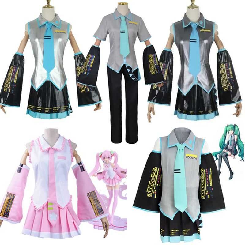 LY Anime Hatsune Miku Cosplay Wig Costume Japan Midi Dress High Quality Hatsune Miku Cosplay Hallow