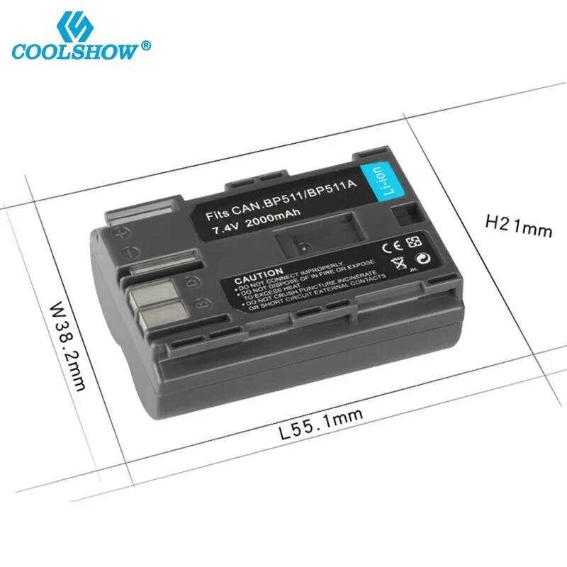 ▥ แบตเตอรี่กล้องดิจิตอล Bp-511A Bp-511 สําหรับ Canon EOS 40D 300D 5D 20D 30D 50D BP 511 2000 Ma