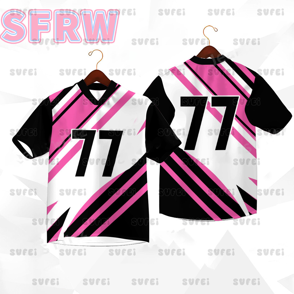 Free Custome Street Style Jersey Unisex แขนสั้น V คอจํานวนพิมพ์ผู้หญิงโบว์เสื้อยืด Plus ขนาด Coquett