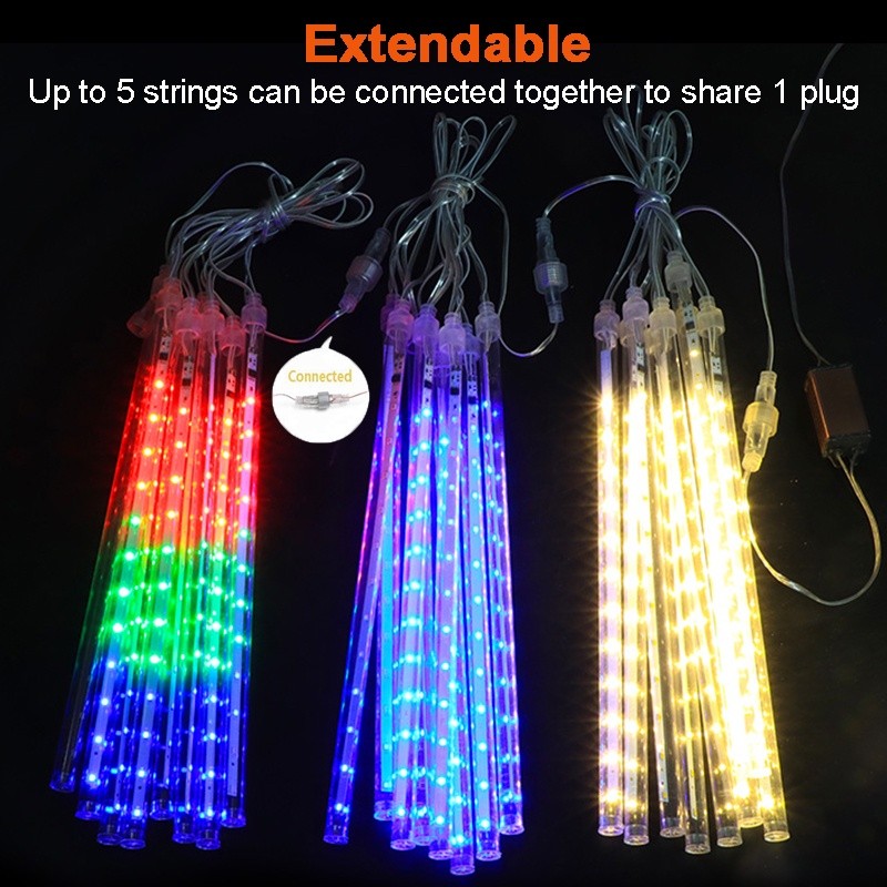 hot🔥การประกันคุณภาพ🔥 import 3.5M 8Tubes 220V Meteor Shower Rain Lights Fairy LED Tube Lights For
