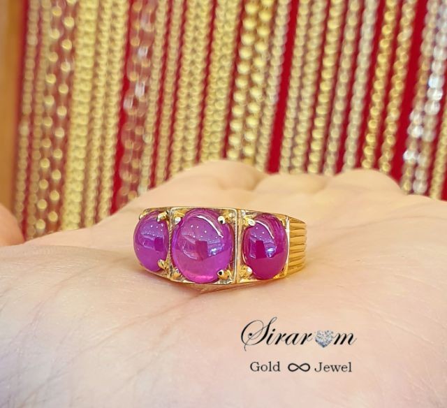 RS-005แหวนแดงทับทิมหลังเบี้ย  งานทองแท้90% มีใบรับประกันทางร้านทุกชิ้น