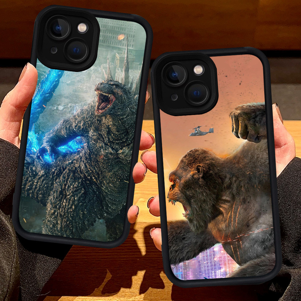 S71 Godzilla vs Kong Case สําหรับ iPhone 8 13 6s 6 7 14 Pro Max Plus สีดํา