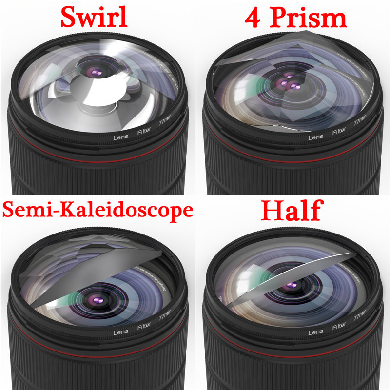 Knightx กล้องกรอง Kaleidoscope เทคนิคพิเศษอุปกรณ์เสริมการถ่ายภาพเลนส์ DSLR Prism สําหรับกล้อง
