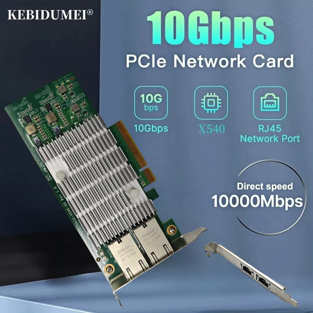 [คลังสินค้าพร้อม] 10gbps PCI-E ถึง RJ45 X540 PCIe Gigabit Ethernet การ์ดเครือข่าย 10Gbps/5Gbps/2.5Gb
