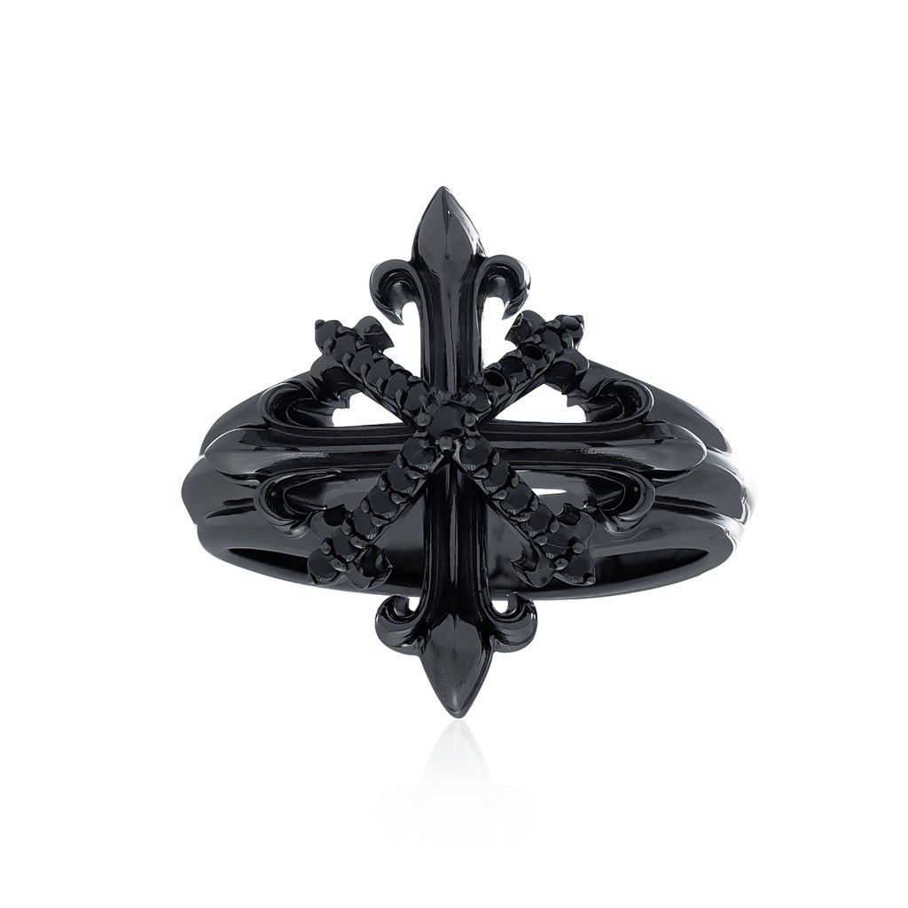 The Rituals Star ring Xtreme - Black เงินแท้ 925 ขัดเงาพิเศษ ชุบแบล็กโรเดียม ฝังคริสตัล -Rituals St
